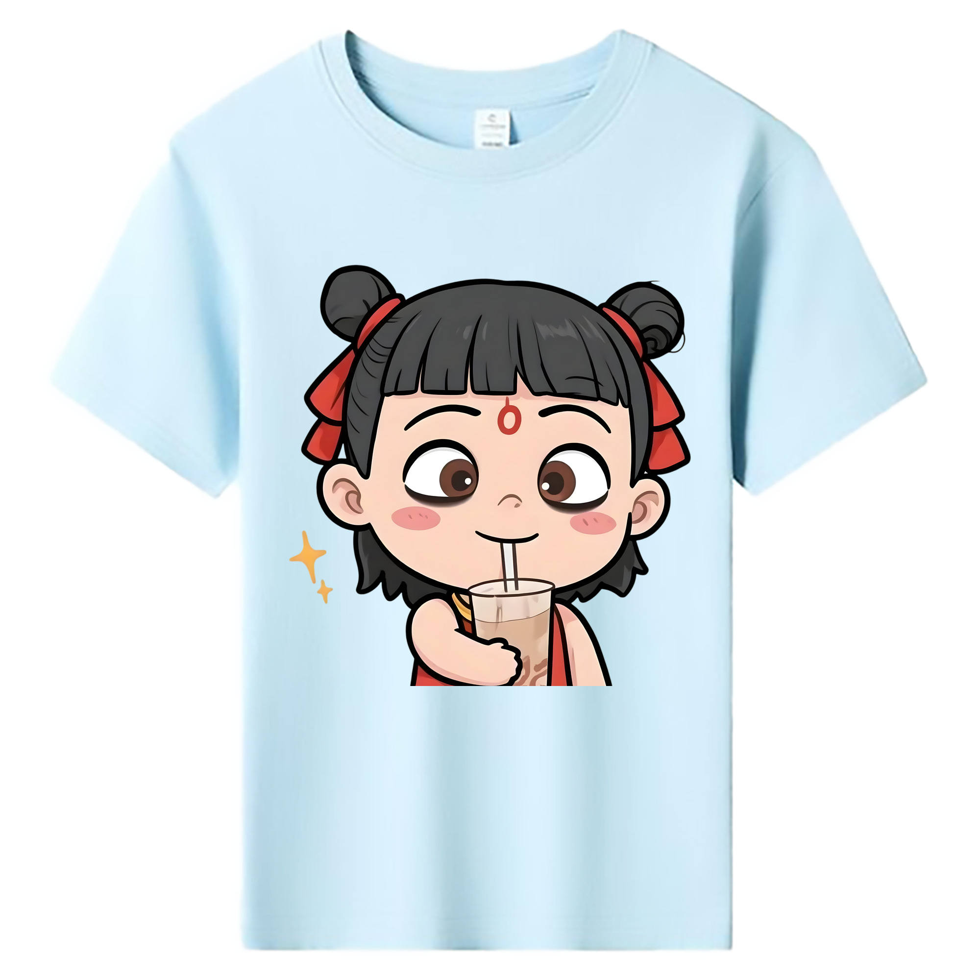 （画像用） Ne Zha 2 ナタ 魔童の大暴れ 綿100％キッズTシャツ（フロントプリント）